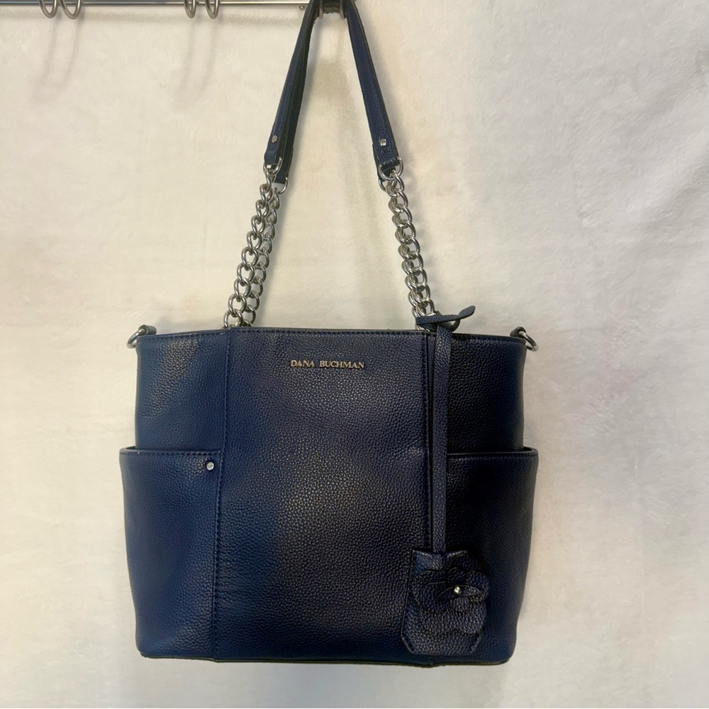 Dana Buchman Navy Leather Shoulder Bag - Picture 3 of 11